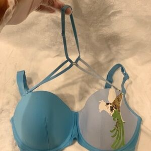 Marlies Dekkers Undressed Bra, Blue w/ Bird design and crisscross bands, Sz 36F!